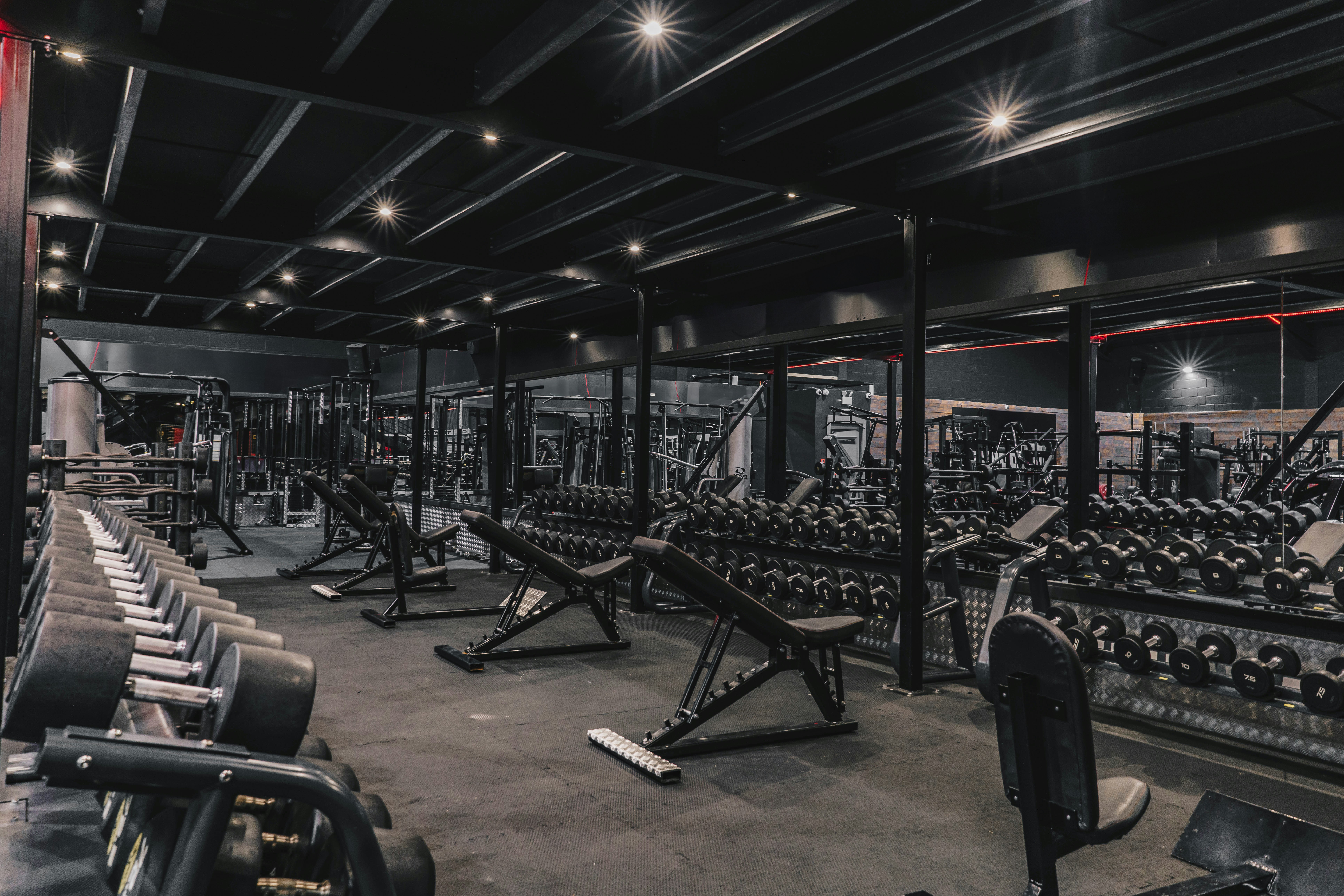 Interior of a modern gym with natural light