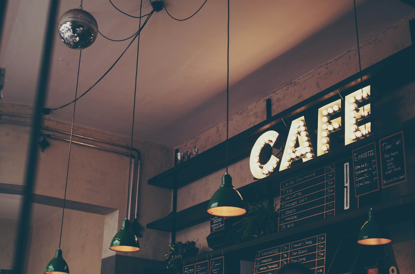 Sunlit neighbourhood café